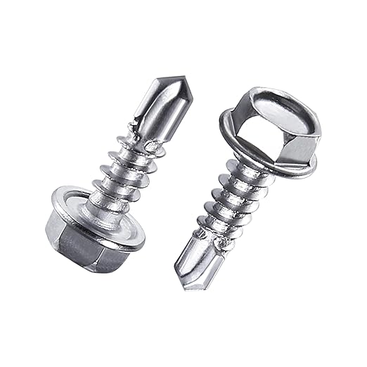 440 Pcs 410 Stainless Steel Sheet Metal Self-Tapping Screws Combination Set with Flat Head, Large Flat Head and Hexagon Head Screws