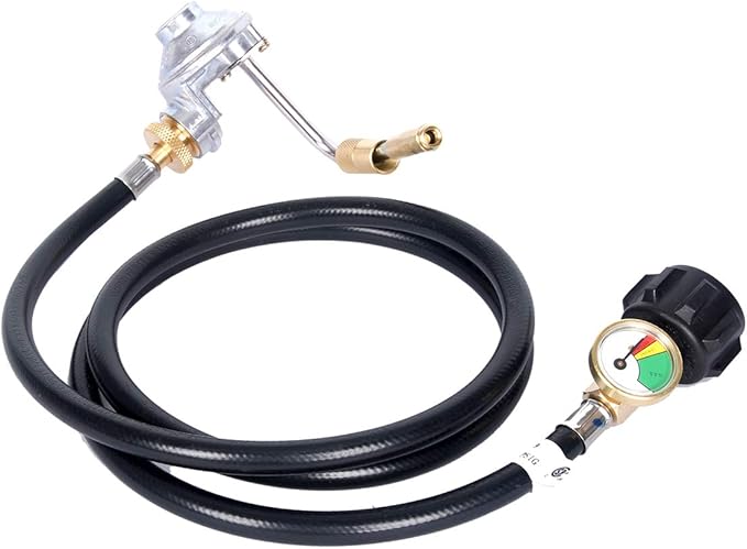 GasSaf 5FT Propane Adapter Hose with Propane Grill Regulator Suitable for Blackstone 17"、22" Tabletop Griddle