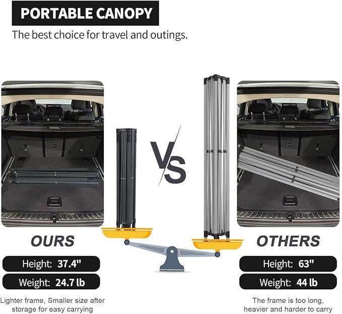 10x10 Pop Up Canopy Tent with 2 Sidewalls, Easy Up Canopy Outdoor Party Sun Shade Tent Portable Gazebo for Beach Camping Events with Carry Bag and 4 Sand Bags