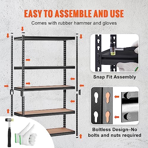 VEVOR Storage Shelves 5-Tier Adjustable 2000 lbs 48"x24"x72" Shelving Unit