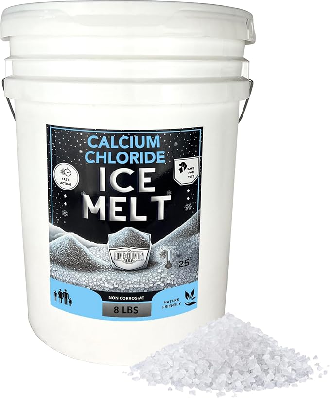 Pail - Calcium Chloride Pellets for Ice Melt - Fast-Acting & Safe on Surfaces - Ideal for Driveways, Sidewalks, and Entryways (8 Pound)