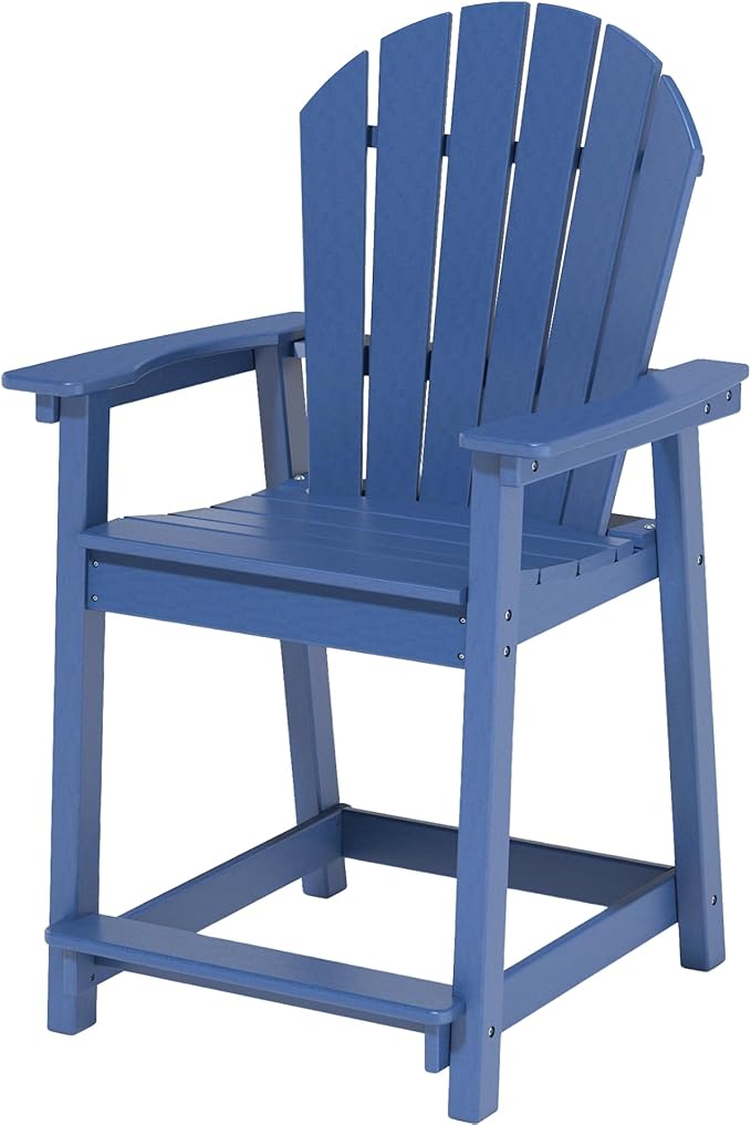 OTSUN Tall Adirondack Chair, HDPE Weather Resistant Outdoor Chair for Garden, Backyard, Poolside, Capacity 400LBS (1 PC, Navy Blue)