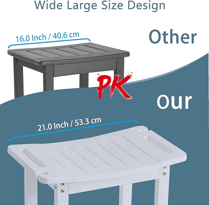 Shower Benches for Inside Shower to sit on，Waterproof Shower Bench,Shower Stool for Inside Shower,heav Duty Shower Chair for Shaving Legs, with Storage Shelf, Adjustable Feet（White）