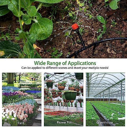 300Pcs Drip Irrigation Fittings Kit for 1/4" Tubing, Drip Line Connectors for Drip Systems- Drip Emitters, Nozzles, Nozzle Tees, Single barbs, 4-Way Connectors, End Plugs, Elbows, Tees, Couplings