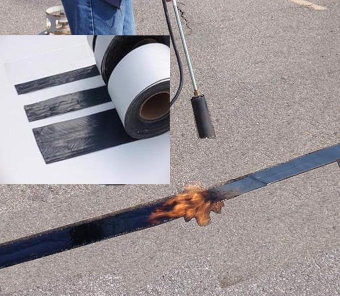 (615) EWT Premium Asphalt Tarmac Parking lot Joint and Crack Sealer Hot-Filler Repair Tape 50 FT Long (2 inchs x 50ft Tape)