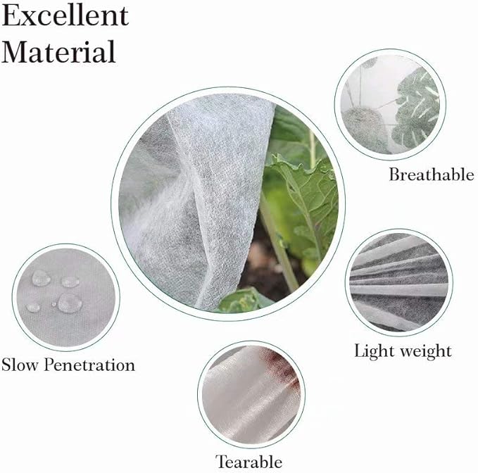 Agfabric Plant Covers Freeze Protection with Zipper 108"x108" 0.9oz Plant Frost Protection Covers Garden Plant Cover Drawstring Bags Winter Frost Pests Protection,White
