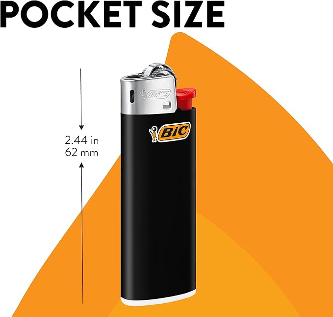 BIC Mini Pocket Lighters, Assorted Bright Colors, 50-Count Tray, Safe and Reliable Child-Resistant Lighters