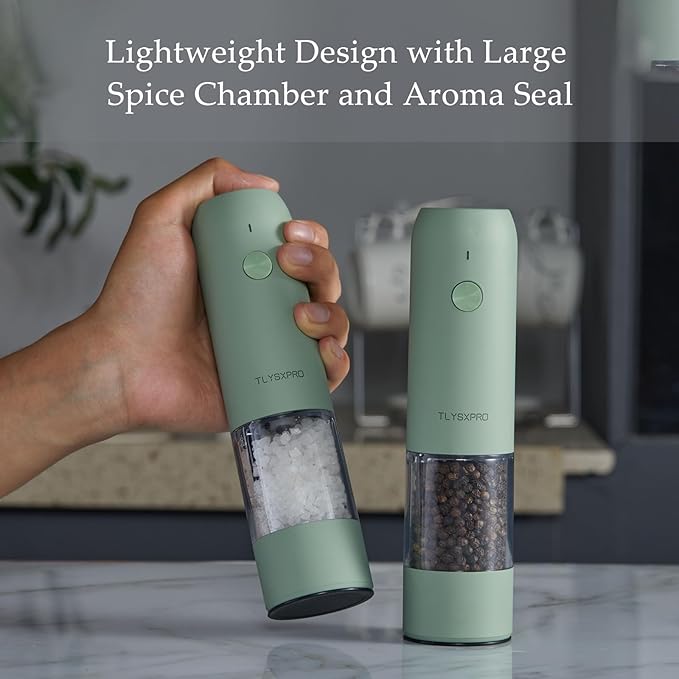 Electric Pepper Grinder, USB Rechargeable, Automatic Pepper Shaker, Adjustable Coarseness, Electric Pepper Mill, LED Light, Refillable, Kitchen Gadget (1-Pack, White)