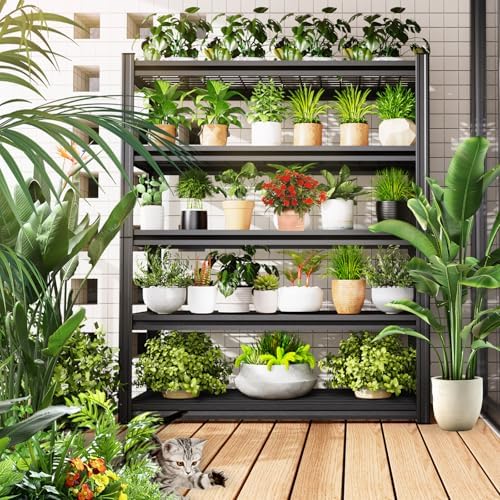 Storage Shelves,Garage Shelving,Adjustable Heavy Duty Shelving Unit,5T Tall Garage Shelves，Metal Standing Shelf Units,Utility Rack for Kitchen Warehouse Industrial Basement 71.2 * 35.4 * 15.7