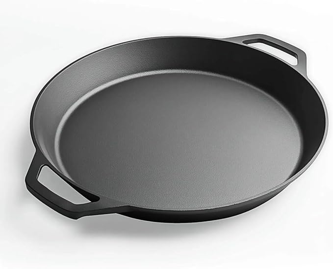 LI-GELISI 18-inch Pre-Seasoned Cast Iron Skillet - Dual Assist Handles - Nitrided Rust-Proof - For Oven, Stovetop, Grill & Campfire