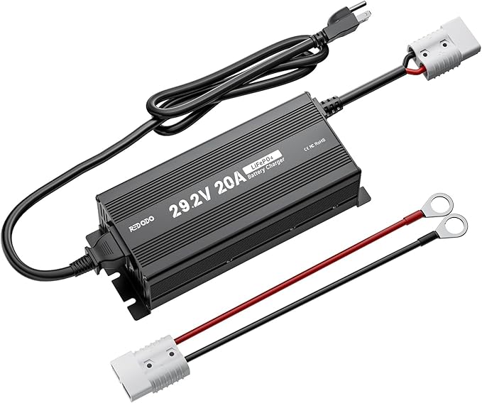 Redodo 29.2V 20A Update MINI Size LiFePO4 Battery Charger Fast AC-DC Charger,LED Indicators,6 Protections,Durable Shell,Cooling Fan