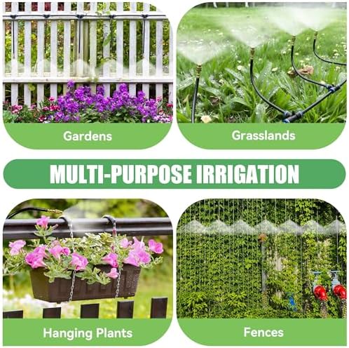 100FT Drip Irrigation Kit System for Garden 360° Adjustable Garden Sprinklers for Yard Watering System with 18 Nozzles Raised Bed Greenhouse Plant Watering Devices Misting System