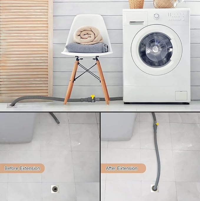 HLMOptimo 6 Feet Washing Machine Drain Hose Flexible Dishwasher Drain Hose Extension Kits Corrugated Washer Hose w/ 1 Adapter 4 Clamps 1 U-Bend Holder Upgraded Version