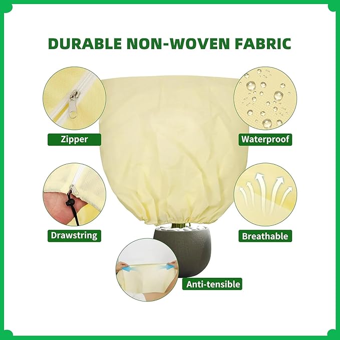 2-Piece Plant Covers Freeze Protection,Winter Tree and Shrub Frost Protection Blanket, Reusable Garden Plant Cover, 31.4 x 39.3 Inches.