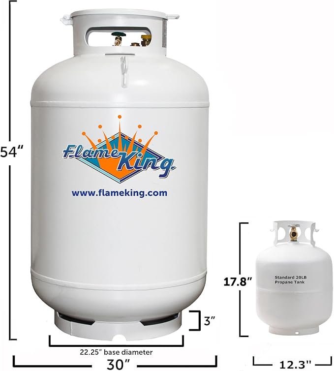 Flame King YSN420ASME 420LB (120 Gallon) ASME Vertical Steel Propane Tank, White