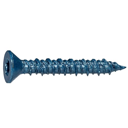 Blue Ruspert Star Drive Flat Head Masonry Screws, 100 Pieces - 1/4" x 1-3/4" Self-Tapping Concrete Masonry Screws, Fasteners for Interior & Exterior Construction, Repair