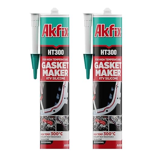 Akfix HT300 High Temp Silicone Gasket Maker (2x10.1 fl.oz.) - Red RTV Gasket Sealer, Flexible High Heat Silicone Sealant Up to 600F, Valve Cover Gasket Sealant for Automotive | 2 Pack