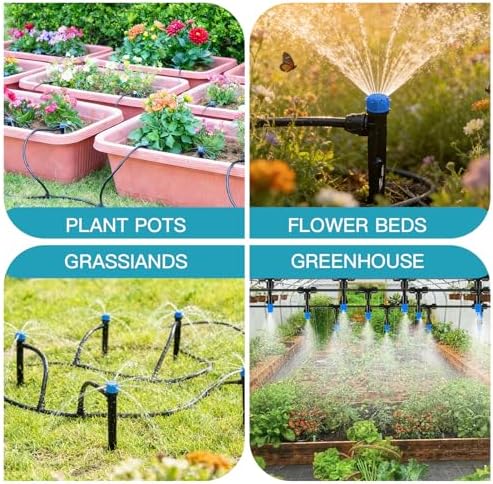 Garden Drip Irrigation System - 230FT Quick-Connect Automatic Watering Misting System Kit with 1/2" & 1/4" Tubing, Adjustable Spray Nozzles & Sprinklers for Lawn, Plant Bed, Greenhouse, DIY Irrigation