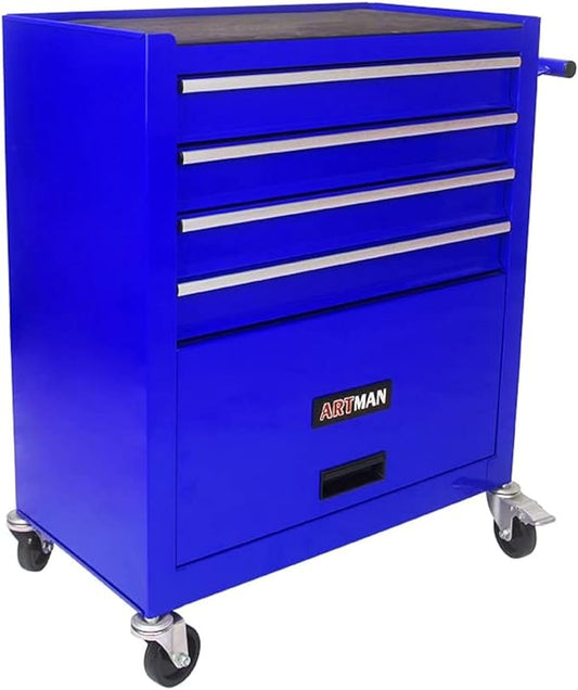 4 Drawers Tool Cart on Wheels,Rolling Tool Box Tool Storage， Drawers Rolling Organizer Tool Case for Garage, Warehouse, Workshop, Repair Shop (4 Drawers(Blue))