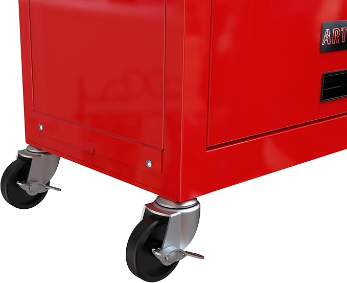 8 Drawers Rolling Tool Box Organizer,High Capacity Tool Chest with Wheels,Lockable Rolling Tool Chest with Bottom Cabinet, Tool Box Rolling Workshop Storage Cabinet (8 Drawers(Red))