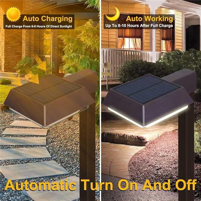Bobcat Solar Pathway LED Lights Super Bright 300 lumens with 2-in-1 Warm White and Daylight Modes, Dark Brown Solar Lights Outdoor Waterproof for Path, Sidewalk, Driveway or Walk Way Light(4 Pack)