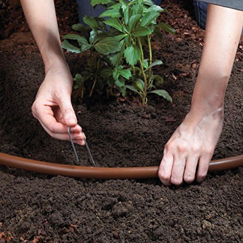 Raindrip SDGCBHP Automatic Drip Irrigation Watering Kit with Timer for Ground Cover & Flower Beds, Waters up to 200 Sq. ft, Timer with Customizable Settings & 13 GPH Half-Circle Adjustable Sprayers, Black;Galvanized Steel;Brown
