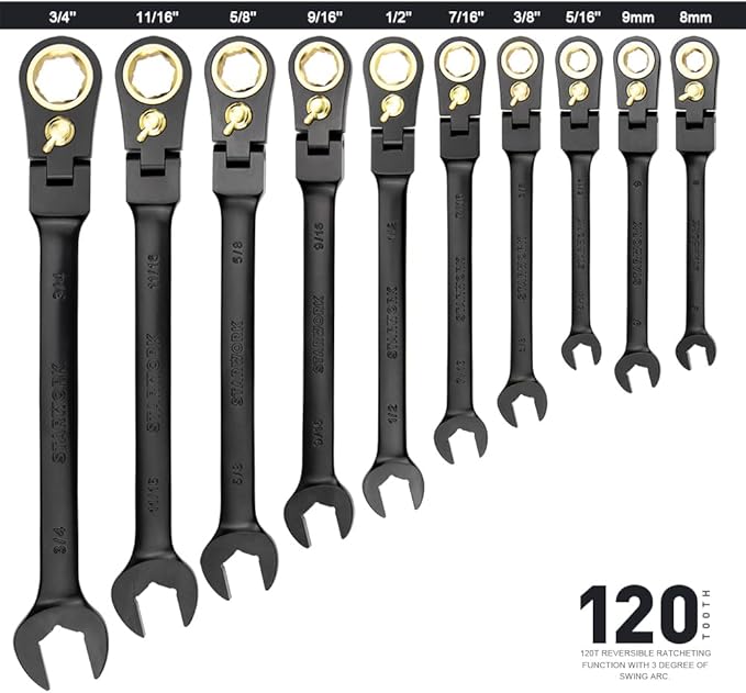 STARWORK Ratcheting Combination 20Pc. Wrench Set (20Pc. 120T FLX Reversible)