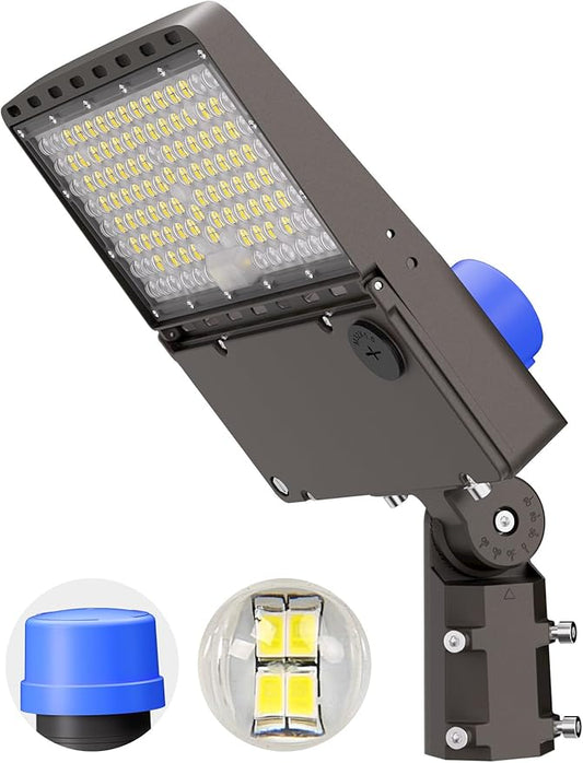 CINOTON LED Parking Lot Light - 24000LM 150W UL Listed - 0-10V Dim Dusk to Dawn - IP65 Adjustable Slipfitter Mount Outdoor Security Lighting for Yard Barn Street Court Driveways, 5000K, 100-277V