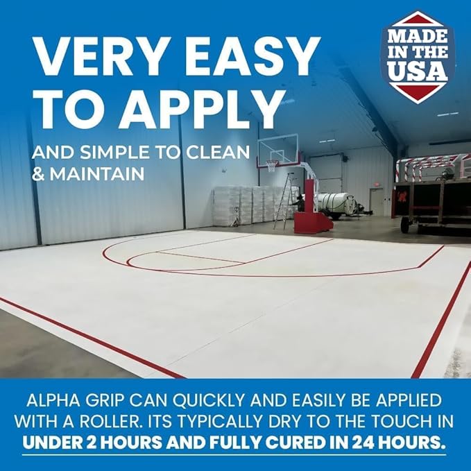 Alpha Grip Non-Slip Paint for Concrete & Asphalt – Non-Skid Coating Ideal for Striping Parking Lots, Playgrounds & Pavements (White, Quart)