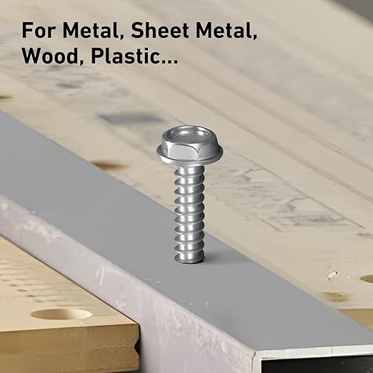 #10 x 3/4 Inch Self Drilling Screws, 443pcs 3 lbs Self Tapping Screws for Metal, 410 Stainless Steel Hex Washer Head Sheet Metal Screw