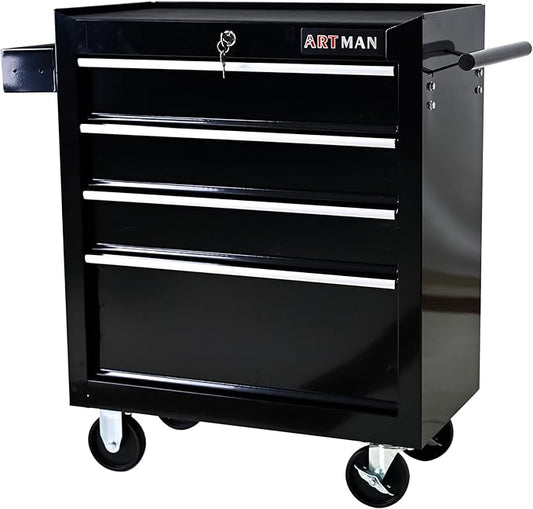 4 Drawers Tool Cart on Wheels,Multifunctional Rolling Tool Chest Tool Storage,Drawers Rolling Tool Trolley Organizer Tool Case for Garage,Warehouse,Workshop,Repair Shop(Black)