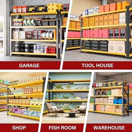 6000LBS Heavy Duty Garage Shelving Units,79" Wide & Deep Storage Shelves,Yellow Metal Garage Shelves,Large Storage Rack,Steel Shelf,Industrial Shelving for Shop,Warehouse,79" W x 24" D x 79" H