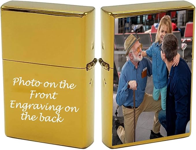 Custom Gifts Infinity Lighter! Personalize Lighter with Your Image or Logo! Customized (Gold) - Christmas, Halloween & Valentines Day Gift