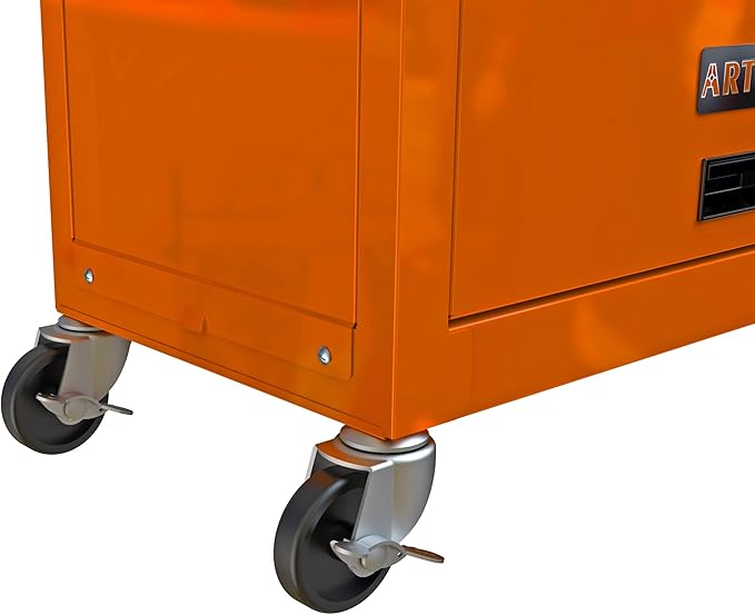 8 Drawers Rolling Tool Box Organizer,High Capacity Tool Chest with Wheels,Lockable Rolling Tool Chest with Bottom Cabinet, Tool Box Rolling Workshop Storage Cabinet (8 Drawers(Orange))