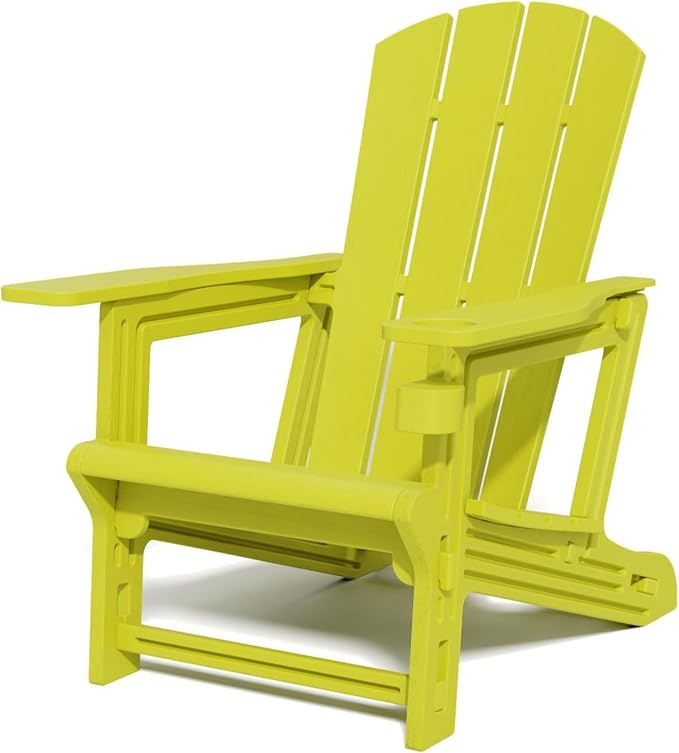 Adirondack Chair, All Weather Plastic Adirondack Chairs, Fire Pit Chairs with Cup Holder, Outdoor Lawn Chair for Patio, Garden, Backyard, Yellow