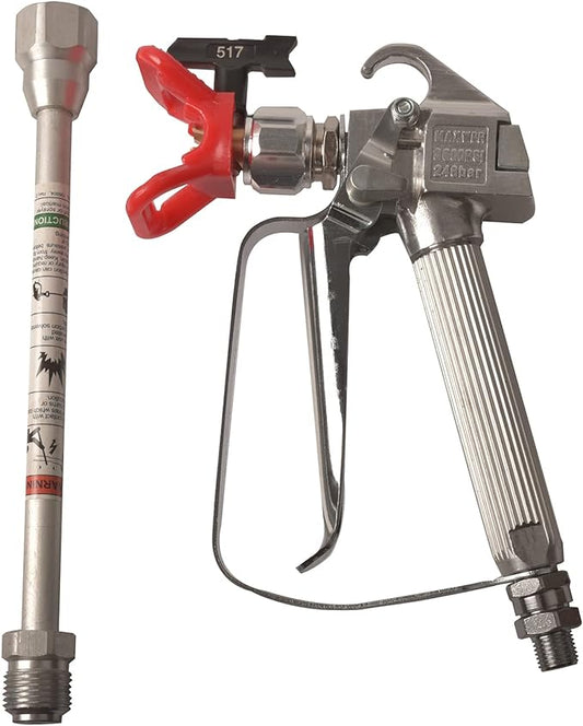 Airless Paint Spray Gun 3600PSI 517 Tip with 10 inches Extension Rod for All Airless Paint Sprayer