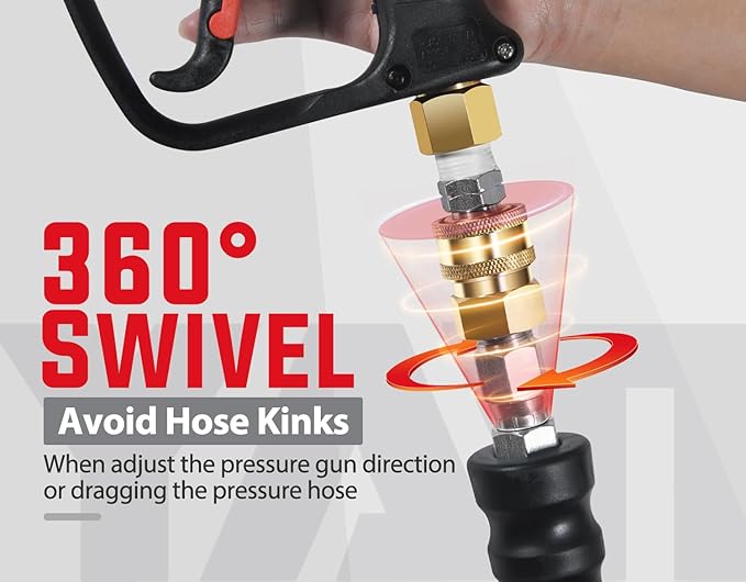 YAMATIC 5/16" Flexible Pressure Washer Hose 100FT, Kink Resistant Swivel 3/8" Quick Connector, 4000 PSI High Durability Cold Hot Water Max. 212°F, Fit Most Residential and Commercial Pressure Washer