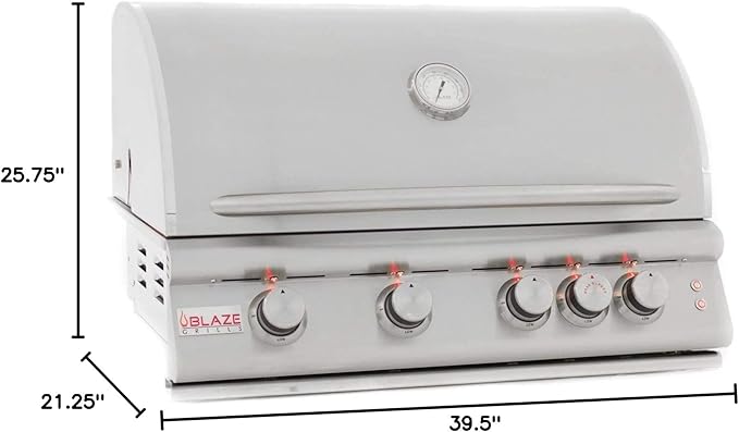 Blaze Premium LTE Built-in Natural Gas Grill | 40-Inch 5-Burner BBQ with Rear Infrared Burner & Grill Lights | 304 Stainless Steel Construction BLZ-5LTE2-NG