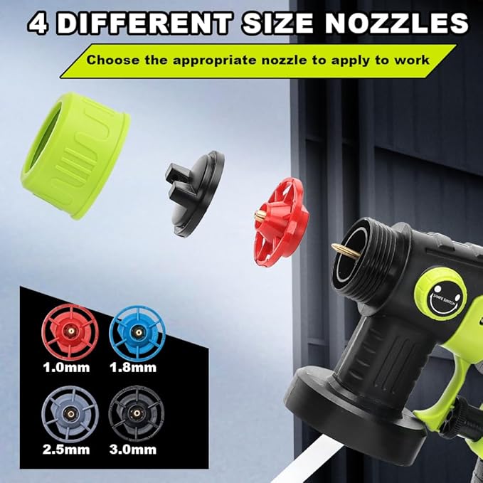 Paint Sprayer Compatible with Roybi 18V Lithium Battery, Cordless Paint Sprayer HVLP Spray Gun with Copper Nozzle, 200W Power Easy to Clean for Home Interior,Exterior, Renovation(Tool Only)