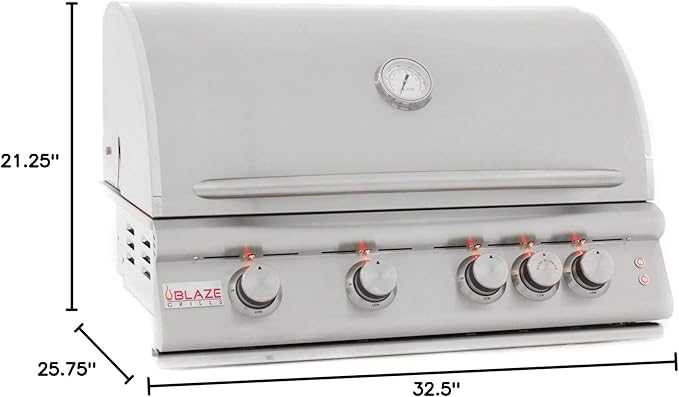 Blaze Marine Grade Stainless Steel Built-In Natural Gas Grill with Lights (BLZ-4LTE2MG-NG), 32-inch