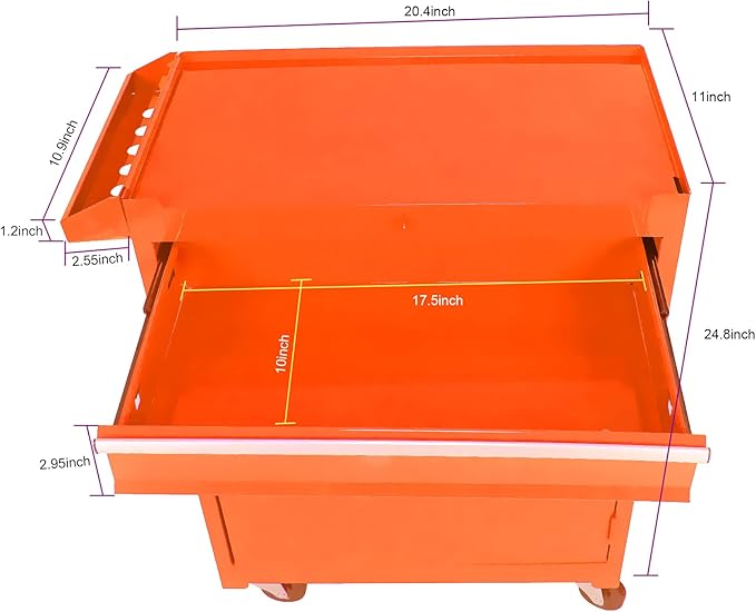 5 Drawer Rolling Tool Chest,Tool Storage Cabinet & Tool Box Cart with Wheels, Big Tools Removable Tool Box Combo,Tools Storage Boxs,Tools Case for Garage Warehouse Workshop (Orange)