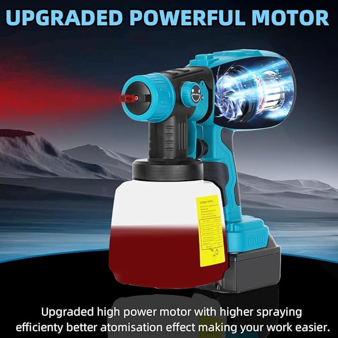 Paint Sprayer Compatible with Makita 18V Li-ion Battery, 200W HVLP Spray Paint Gun Tool,Copper Nozzle, Easy to Clean, for Furniture, Fence, Walls, Ceiling, Door etc. (No Battery)