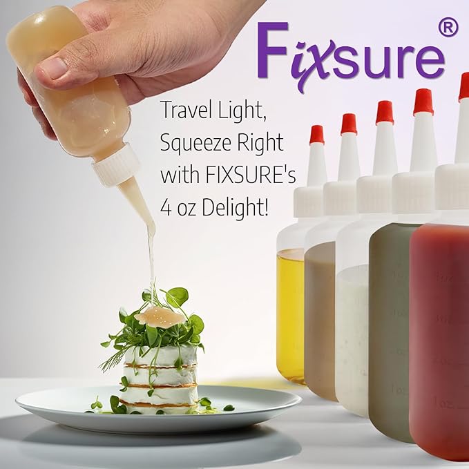 Plastic Squeeze Bottles with Red Tip Cap, 4 Oz Squirt Bottle For Ketchup, BBQ, Sauces, Syrup, Condiments, Oil, Pancake, Cookie Decorating, Dressings, Travel, Camping, Lab, Arts and Crafts (2)