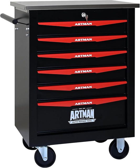 6 Drawers Tool Cart on Wheels,Multifunctional Rolling Tool Storage Chest,Drawer Rolling Trolley Organizer Tool Box for Garage,Workshop,DIY Multiple Interconnectable(6 Drawers-30.5" H)