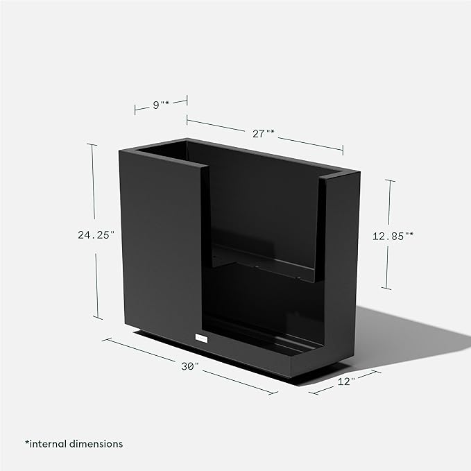 Veradek Block Series Span Plastic Planter - Tall Rectangular Planter for Indoor or Outdoor Patio/Porch | Durable All-Weather with Removable Insert Bucket | Modern Design for Plants, Flowers, Garden