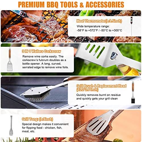 Cifaisi 38Pcs BBQ Tools Grilling Accessories Set with Aluminum Case