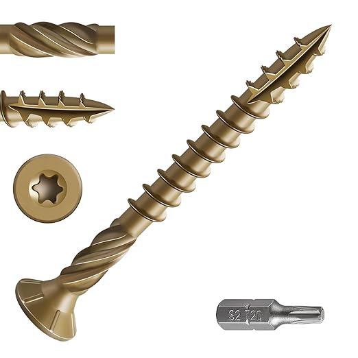 #8 * 2" Deck Screws, (311pcs) 2 lbs.Exterior Wood Screws, Rust Resistant epoxy Coated, Bronze, T20 Star Bit