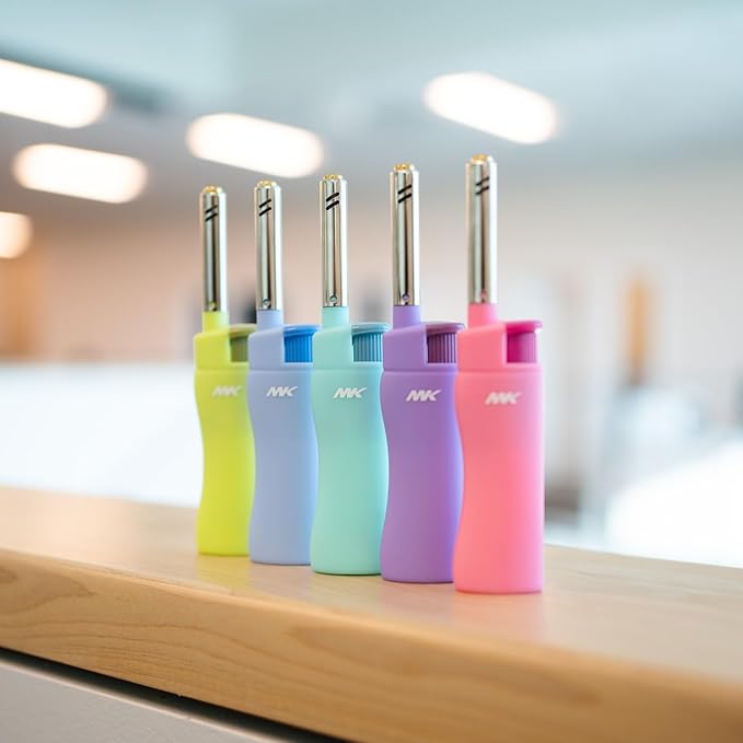 MK Lighter 10PCS Candle Lighters, Windproof Flame, Ideal as for BBQ, Camping, Outdoor, Butane Refillable Lighte, Multipurpose (Harmony-10PC)