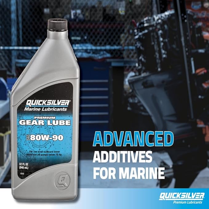 Quicksilver by Mercury Marine 80W-90 Premium Gear Lube, Marine Engine, 2.5 Gallon