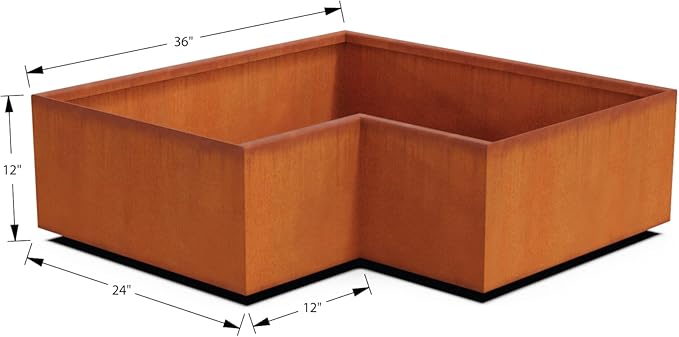 Plantercraft Large Rectangular Planters for Outdoor Plants – 36x24x12 Inch Corten Steel Planter & Raised Garden Bed – Weathering Metal Planter Rectangle for Patio and Garden, Made in USA